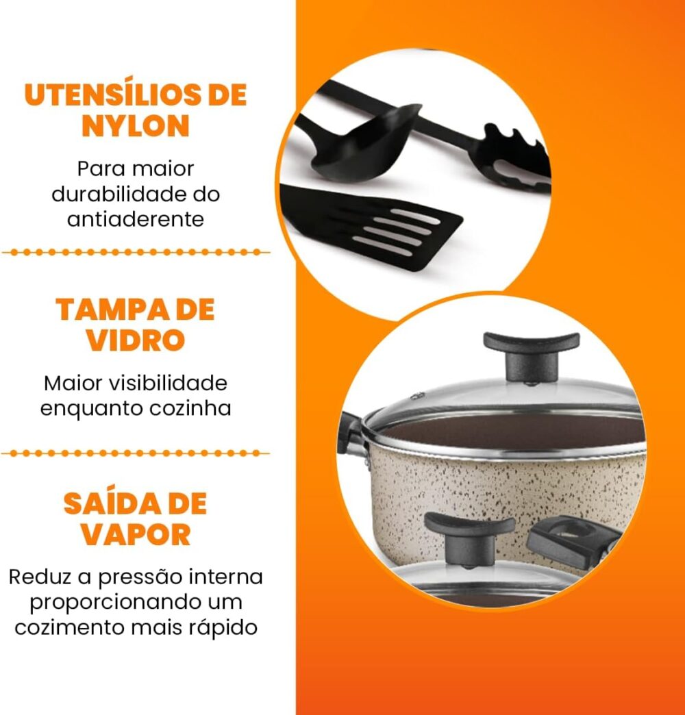 Conjunto De Panelas Antiaderente 10 Peças Teflon Linha Capp... - Image 2