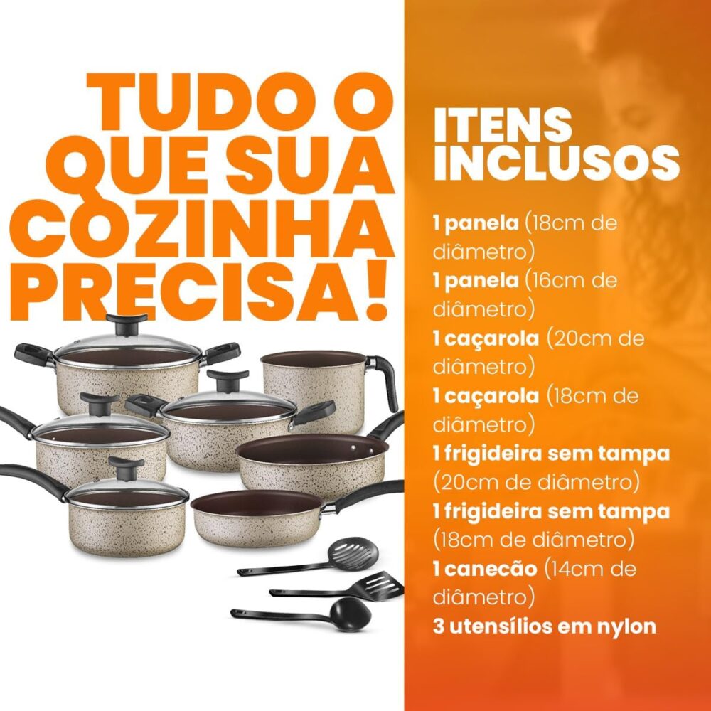 Conjunto De Panelas Antiaderente 10 Peças Teflon Linha Capp... - Image 5