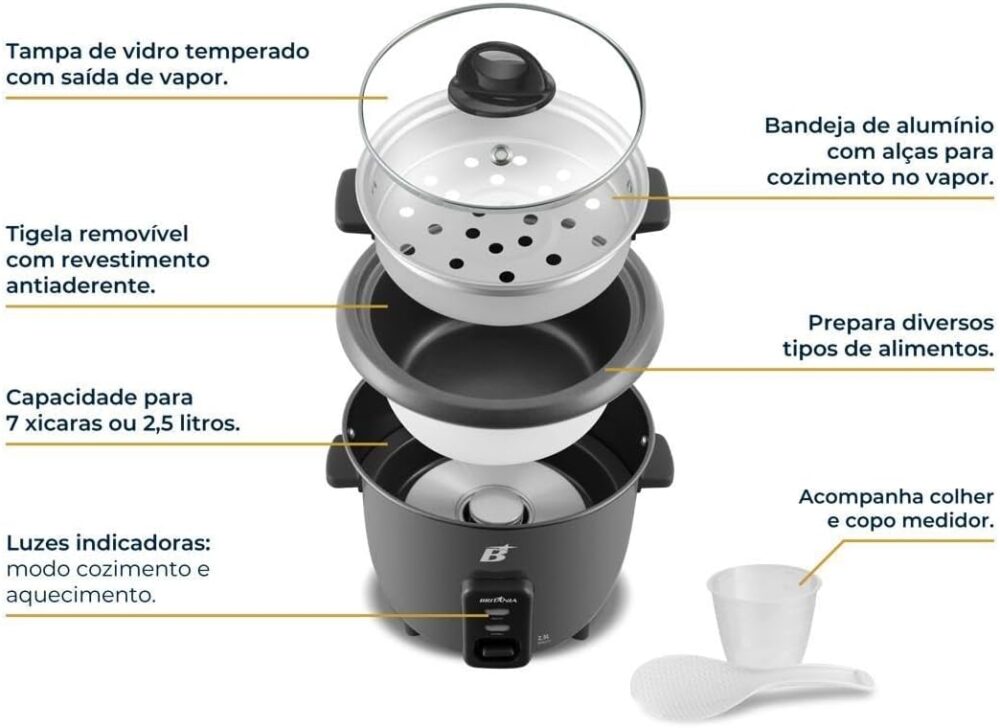 Panela Elétrica Multifuncional Britânia 7 xícaras 500W BPA07... - Image 13