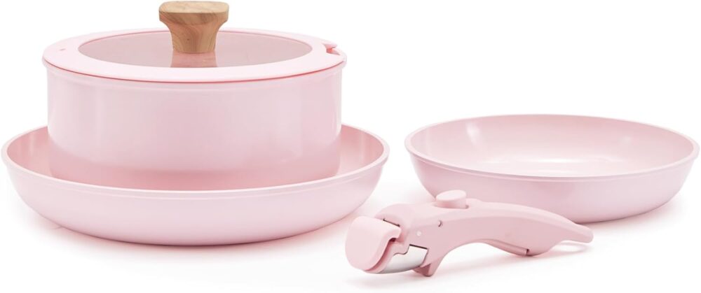 HAUSFRAU Conjunto De Panelas E Frigideiras Rosa Com Alça Rem... - Image 7