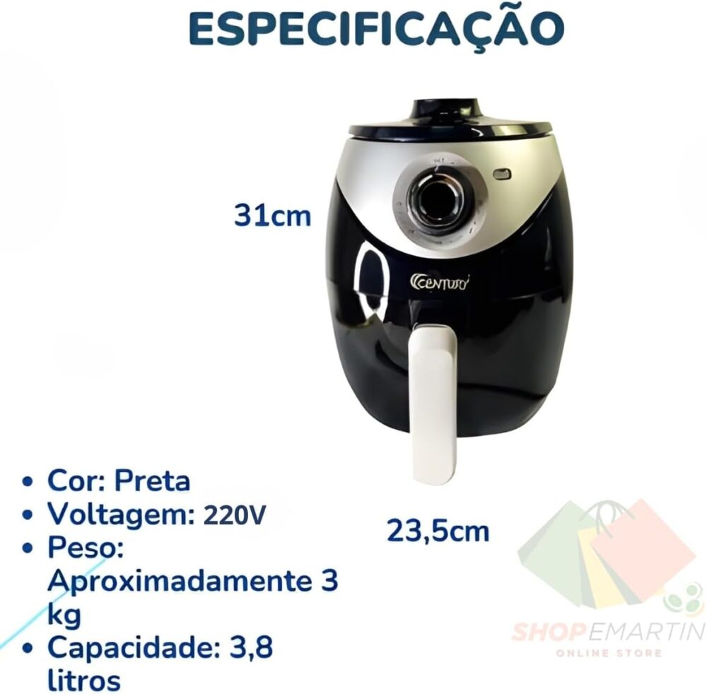 Air Fryer Air Frier Fritadeira Elétrica Sem Óleo Preta Centu... | É bom mesmo? Descubra antes de comprar - Image 9