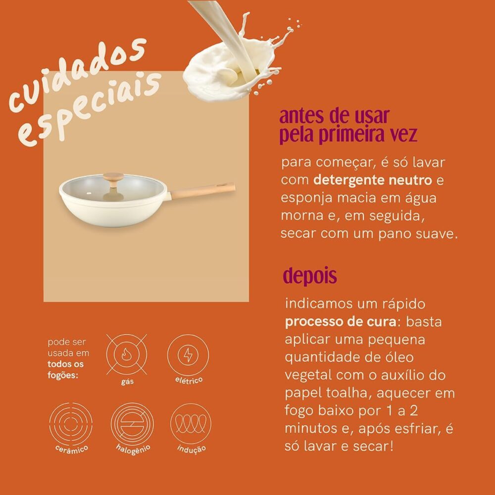 Oikos - Panela Wok Antiaderente Ultra Ceramic 28cm para Fogã... - Image 6