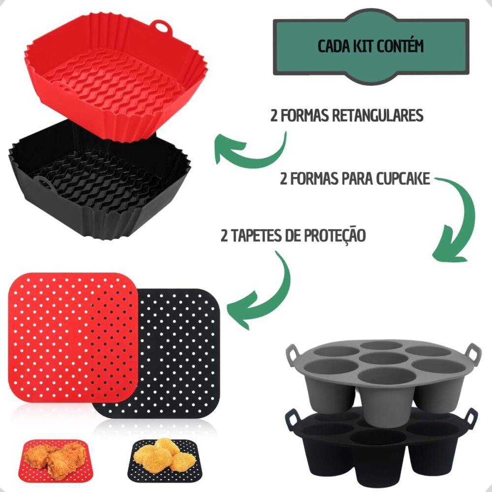 Kit 5 Forma Forro Silicone Air Fryer Forno Microondas Tapete... | É bom mesmo? Descubra antes de comprar - Image 2