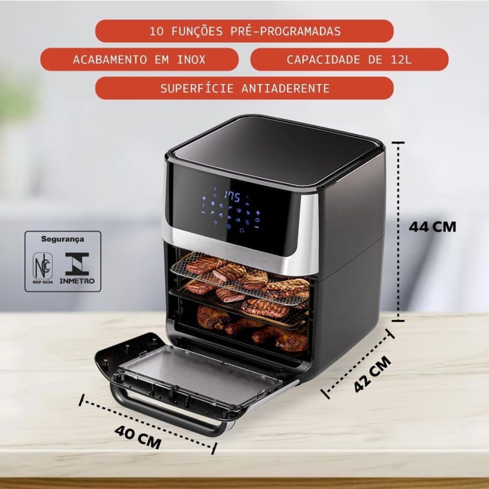 Air Fryer Digital 12L - Fritadeira Elétrica Sem Óleo Preta I... | É bom mesmo? Descubra antes de comprar - Image 3