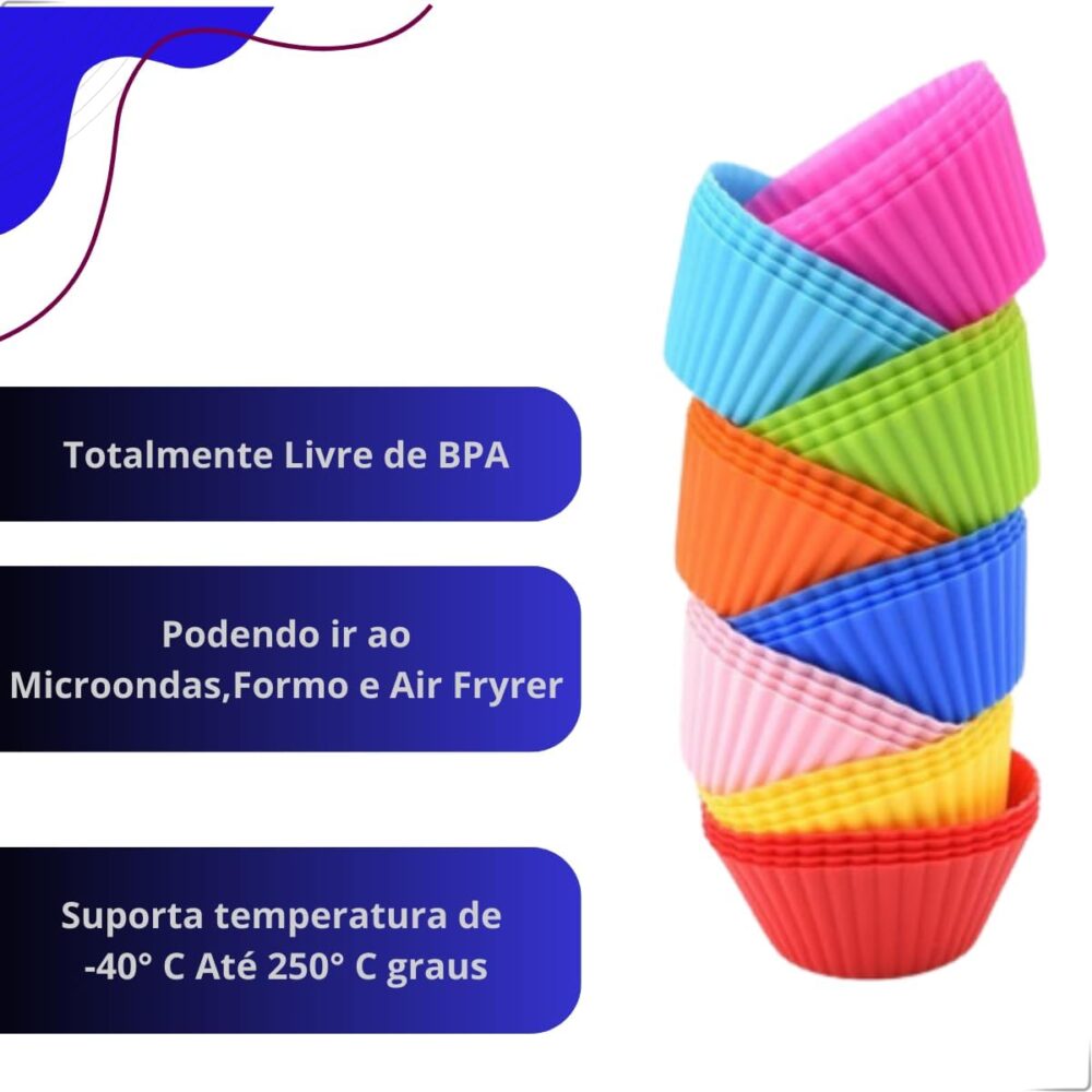 Jogo 12 Formas de Silicone Cupcake Muffin Assadeira Air Frye... | É bom mesmo? Descubra antes de comprar - Image 3
