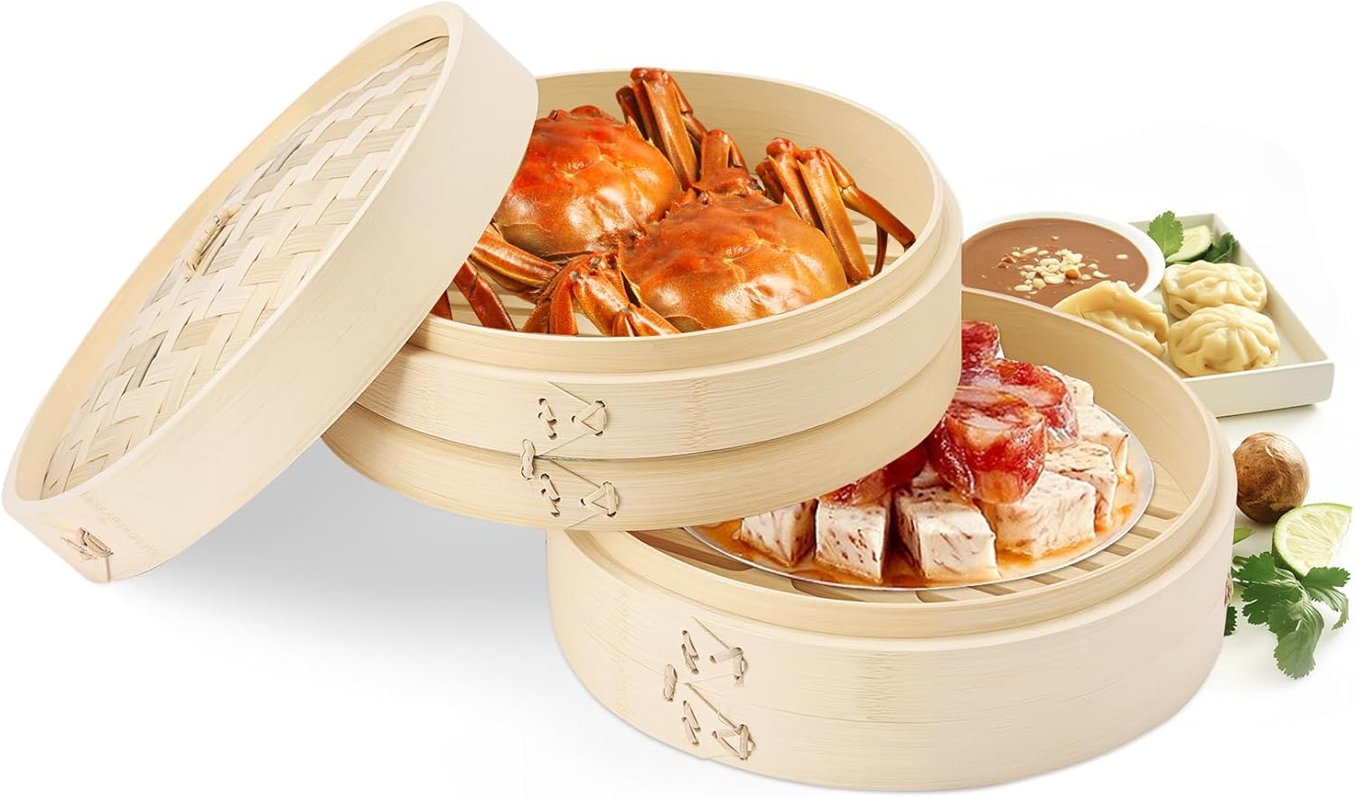 Panela de Bambu Vaporeira, Vaporizador de Alimentos Dim Sum ...