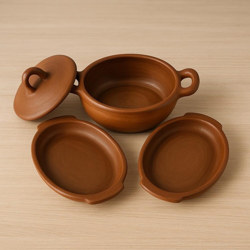 Conjunto De 3 Potes E Pratos De CerâMica Feitos à MãO - Image 2