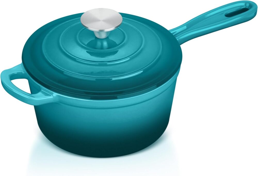 Leonyo Panela de Ferro Fundido Esmaltado com Tampa, 1 Litro,...