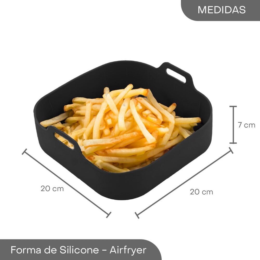 LYOR - Forma Quadrada de Silicone para Air Fryer Preta 20Cm ... | É bom mesmo? Descubra antes de comprar - Image 4