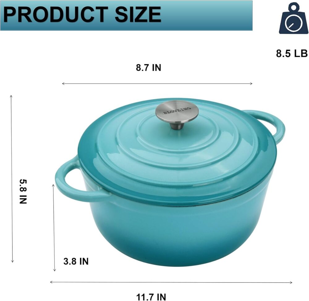 Forno holandês de ferro fundido esmaltado de 3 QT com tampa ... - Image 7