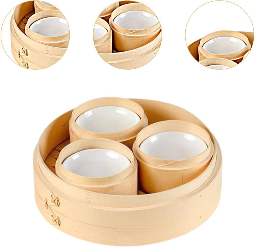 YWJLQH Cesta de vapor de bambu para alimentos, vaporizador c... - Image 3