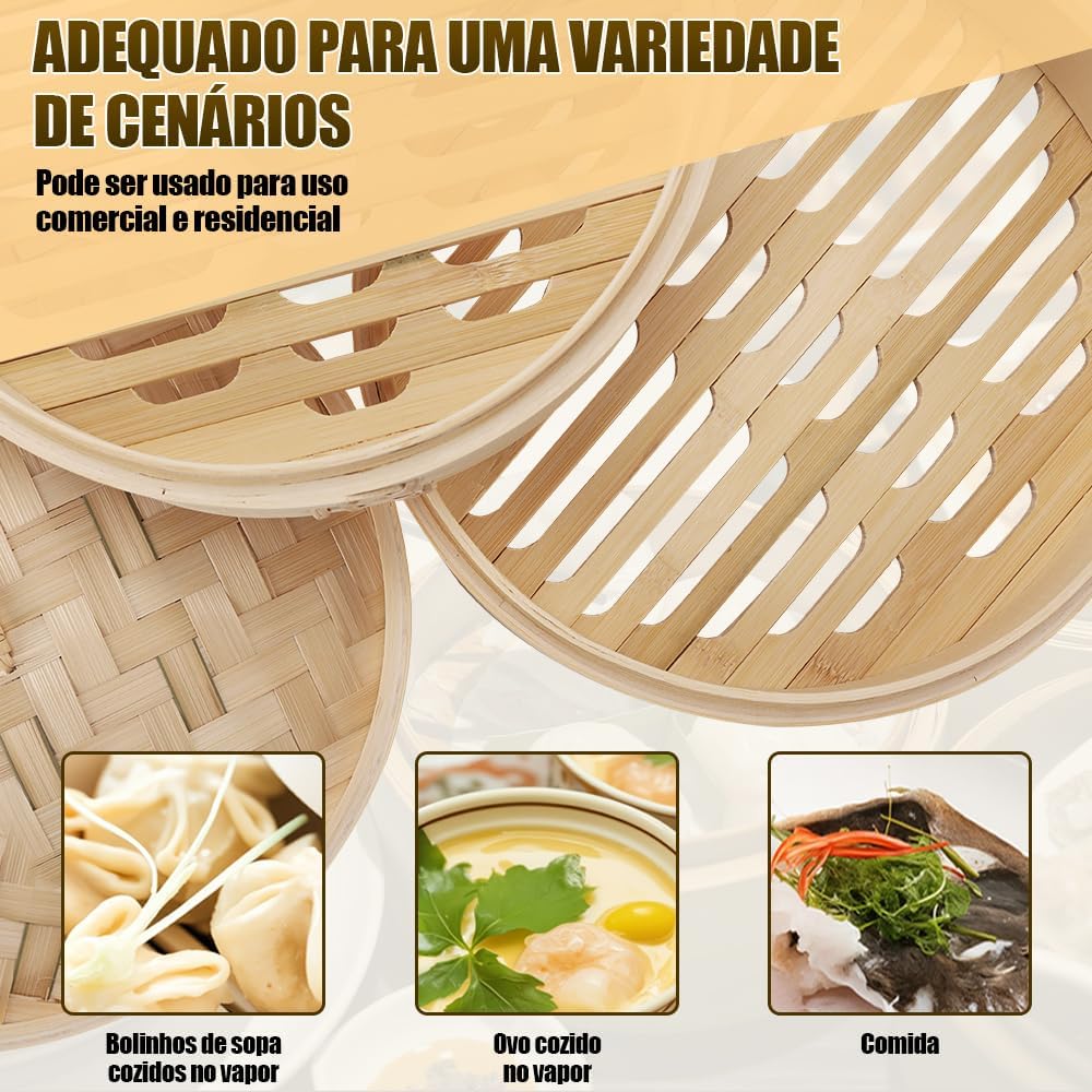 Panela de Bambu Vaporeira, Vaporizador de Alimentos Dim Sum ... - Image 5