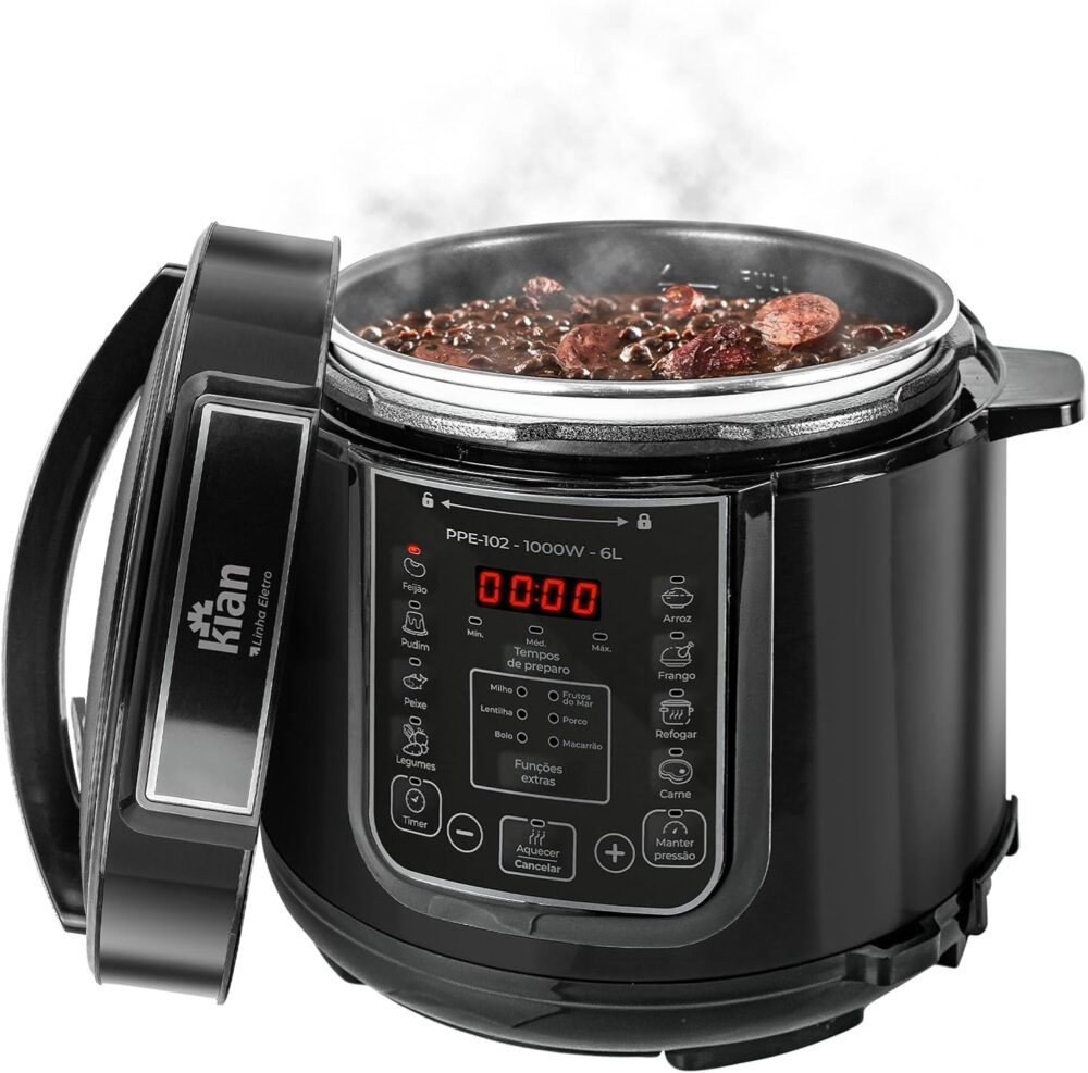 Kian - Panela de Pressão Elétrica 6 litros 220V Preto PPE-10...