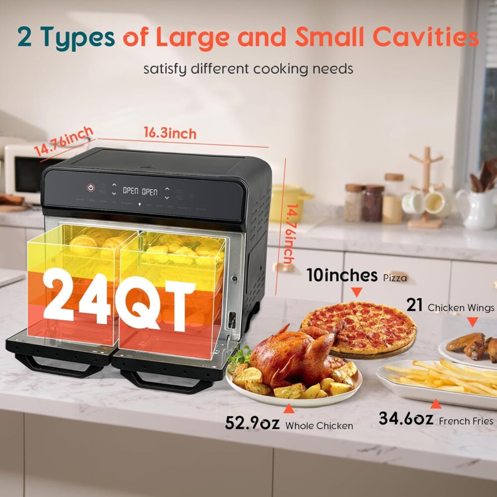 KocinaHome Forno Air Fryer De Zona Dupla De 24 Qt Com Espeto... | É bom mesmo? Descubra antes de comprar - Image 4