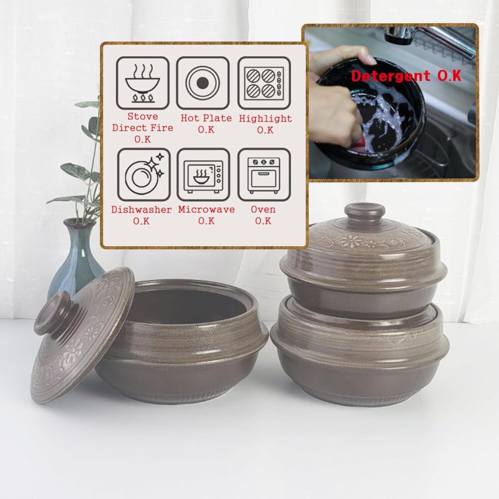 BALWOO Ttukbaegi de barro de lama coreana, panela de barro d... - Image 3