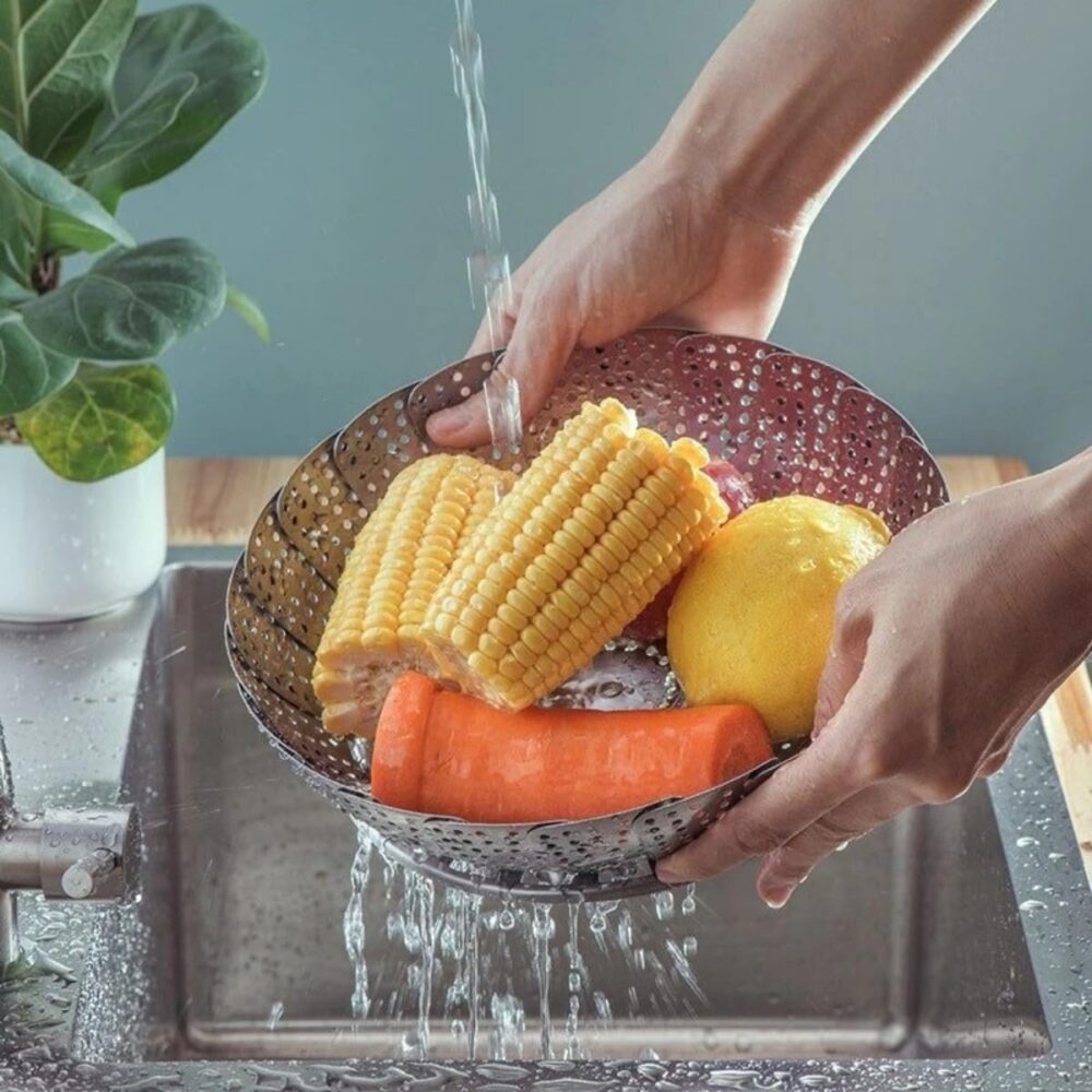 Cesto Cozimento a Vapor Inox Cozinha Legumes na Panela - Image 3