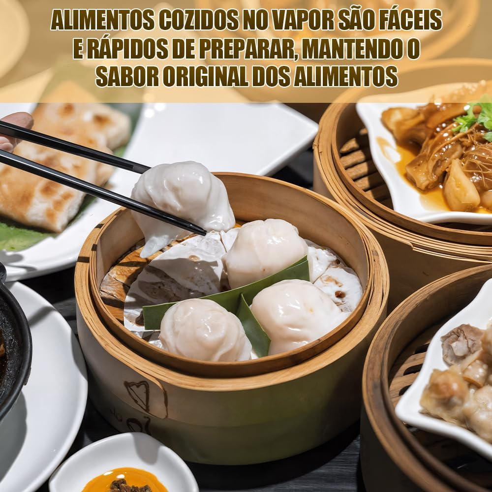Panela de Bambu Vaporeira, Vaporizador de Alimentos Dim Sum ... - Image 3
