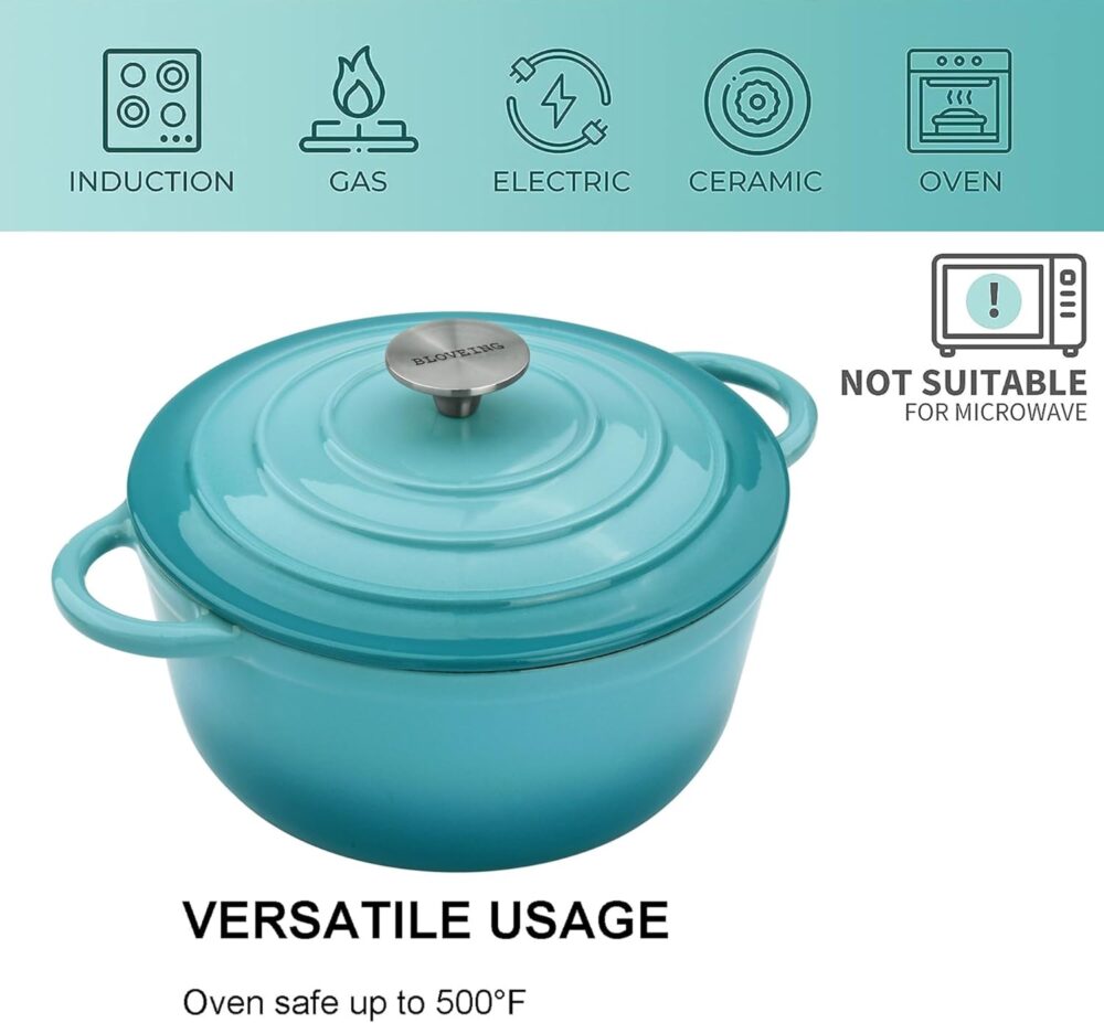 Forno holandês de ferro fundido esmaltado de 3 QT com tampa ... - Image 4