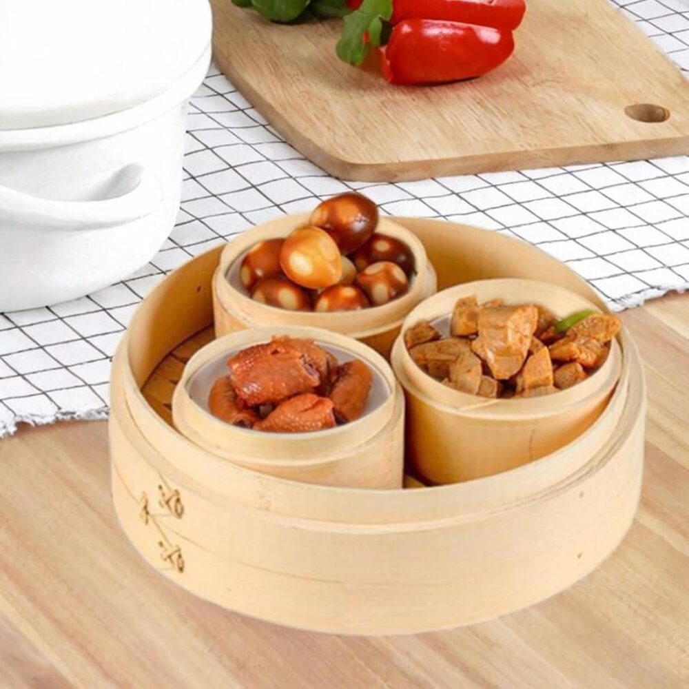 YWJLQH Cesta de vapor de bambu para alimentos, vaporizador c... - Image 6