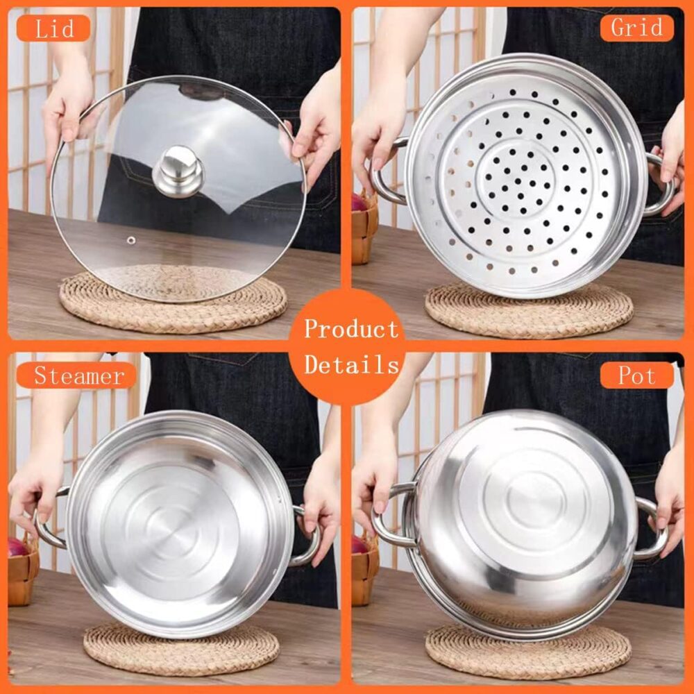 Vaporizador para cozinhar, panela a vapor de aço inoxidável ... - Image 4