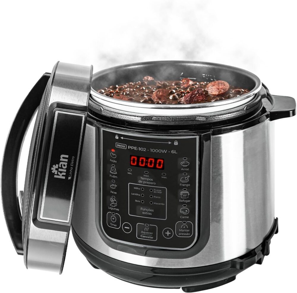 Kian - Panela de Pressão Elétrica 6 litros 127V Inox PPE-102