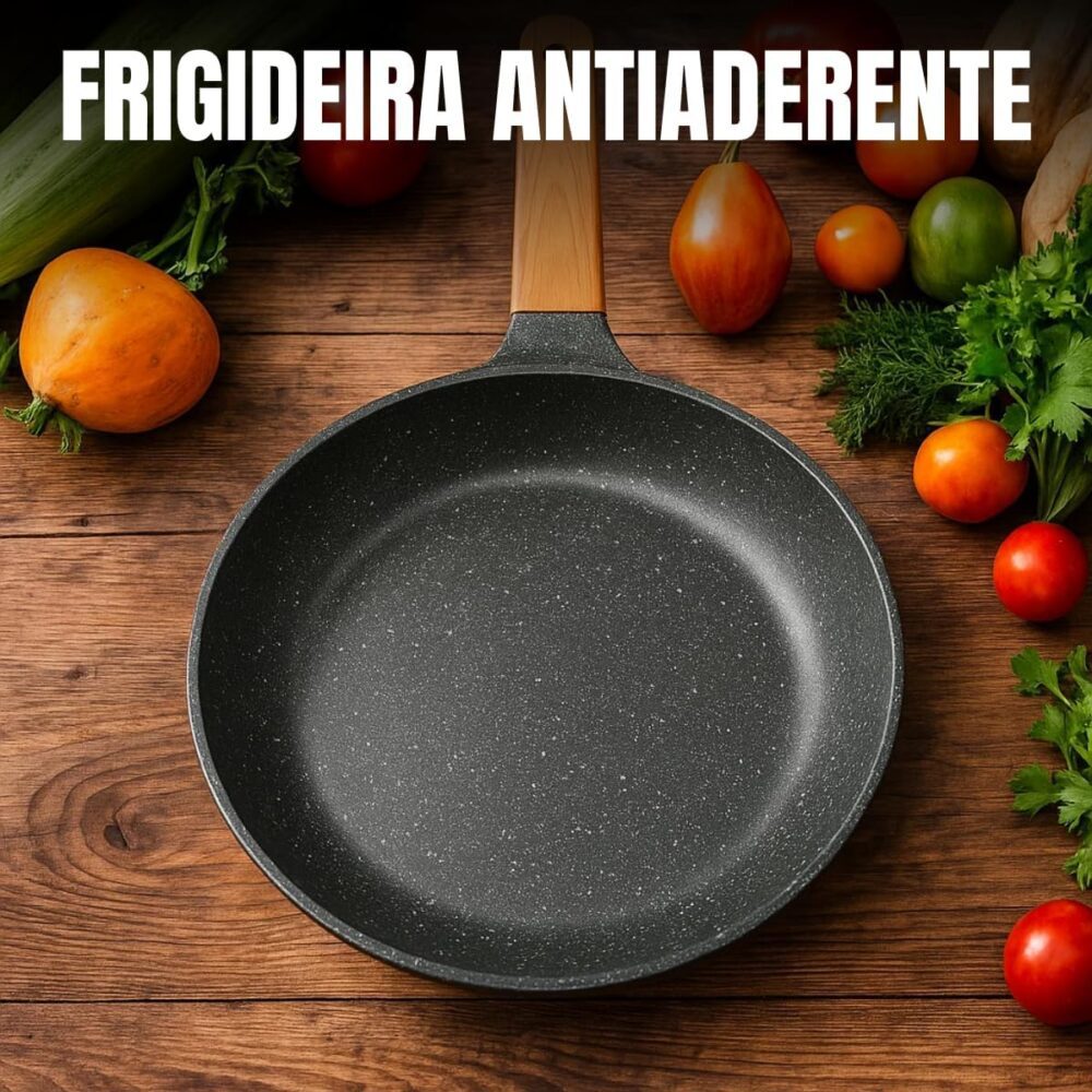 Frigideira Antiaderente 28cm Cabo Amadeirado Revestimento Te... - Image 2