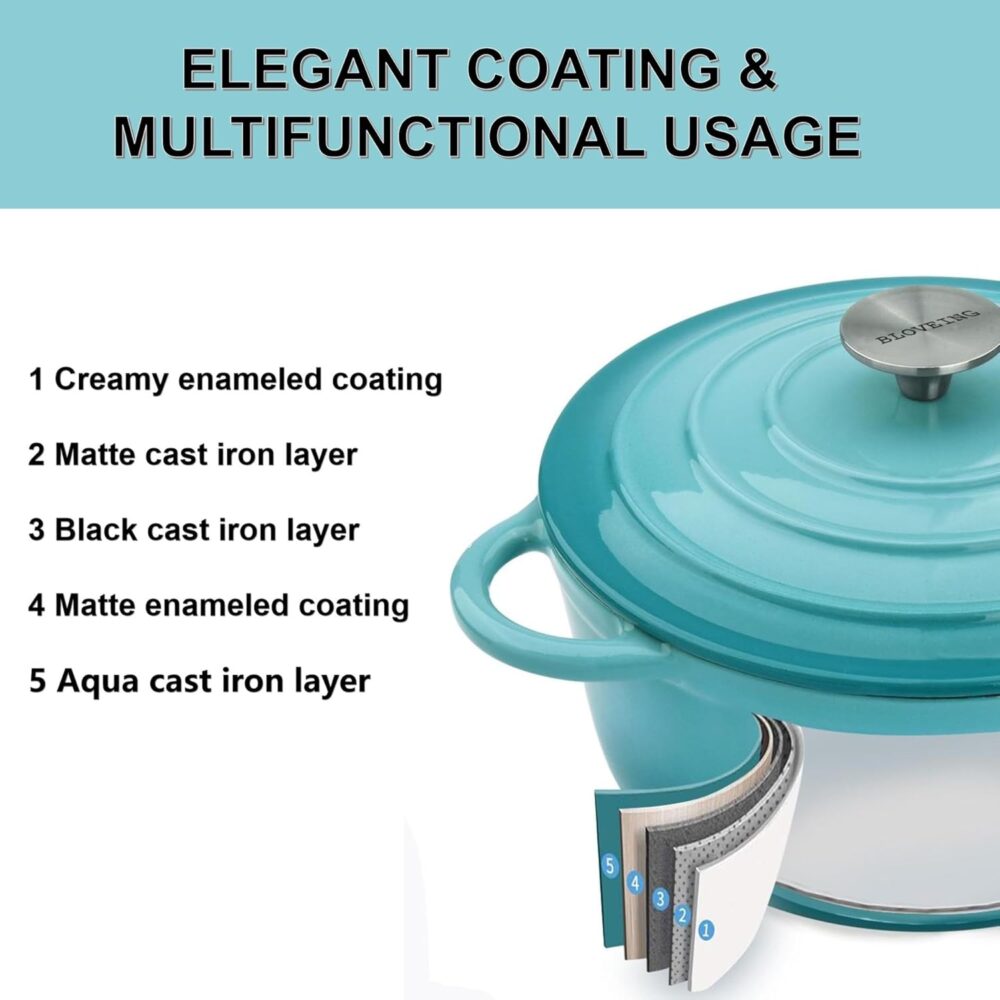 Forno holandês de ferro fundido esmaltado de 3 QT com tampa ... - Image 8