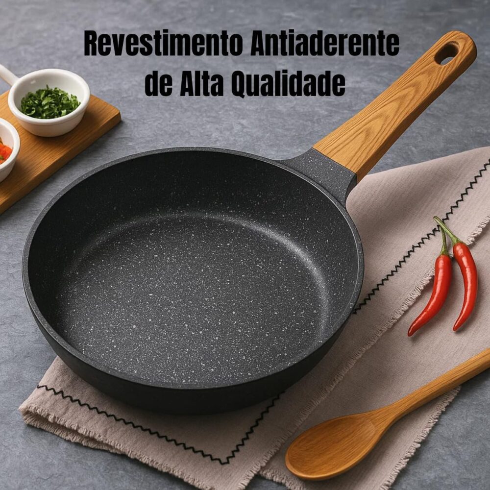 Frigideira Antiaderente 28cm Cabo Amadeirado Revestimento Te... - Image 3