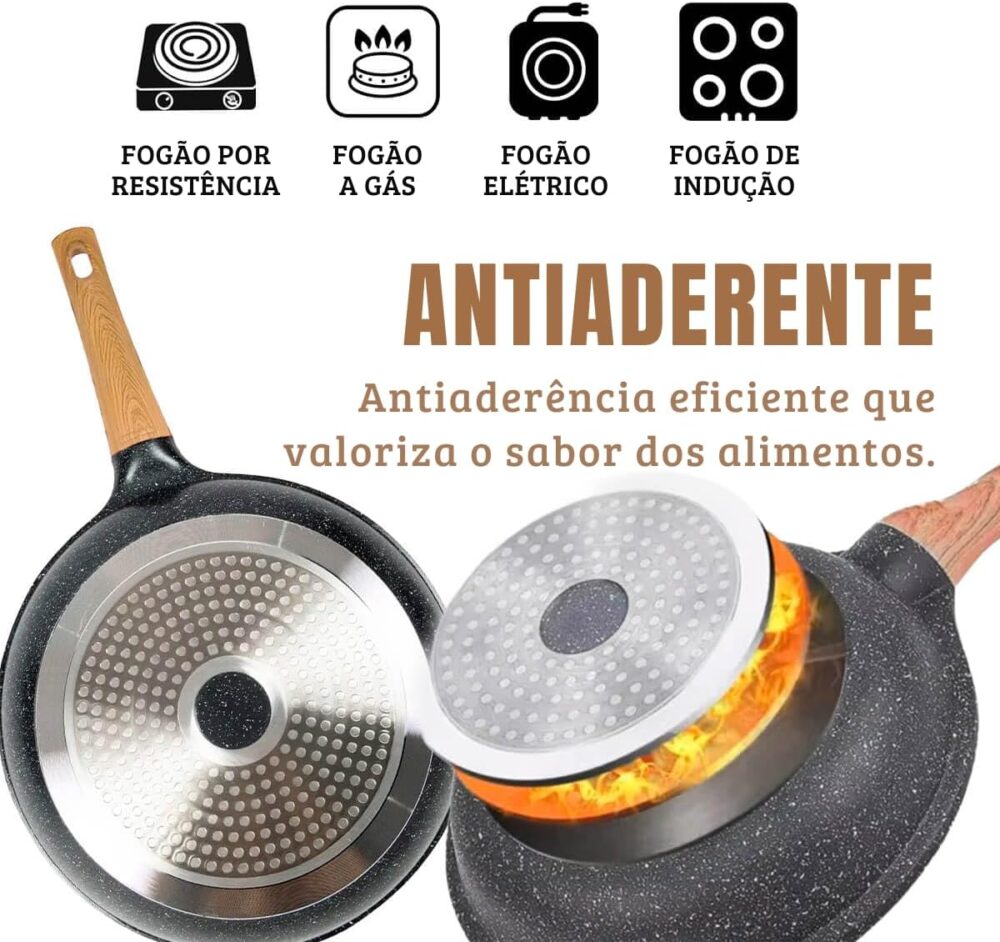 Frigideira Antiaderente 28cm Cabo Amadeirado Revestimento Te... - Image 5