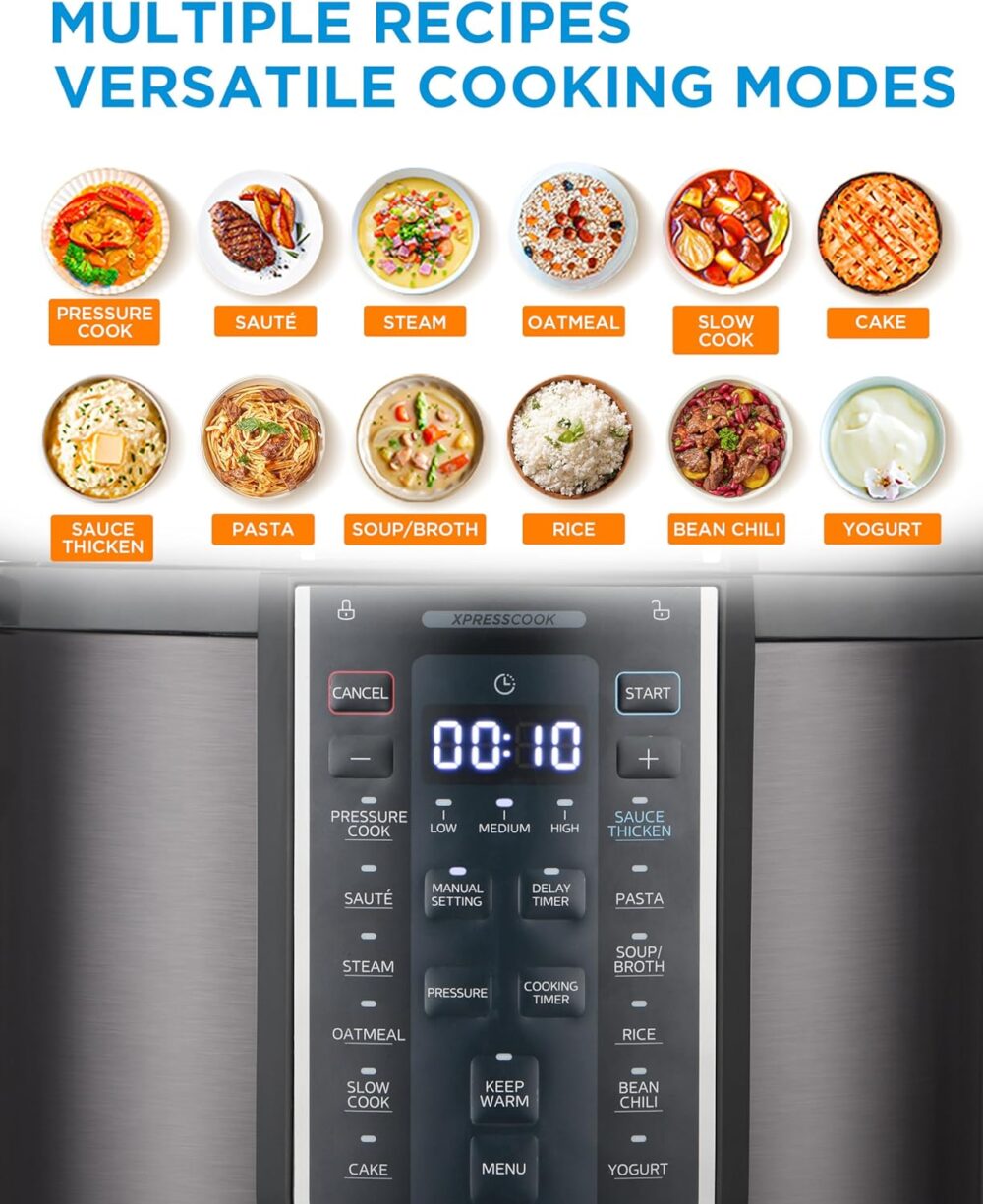 Panela de Pressão Elétrica 8L Midea 12 em 1 de Aço Inoxidáve... - Image 3