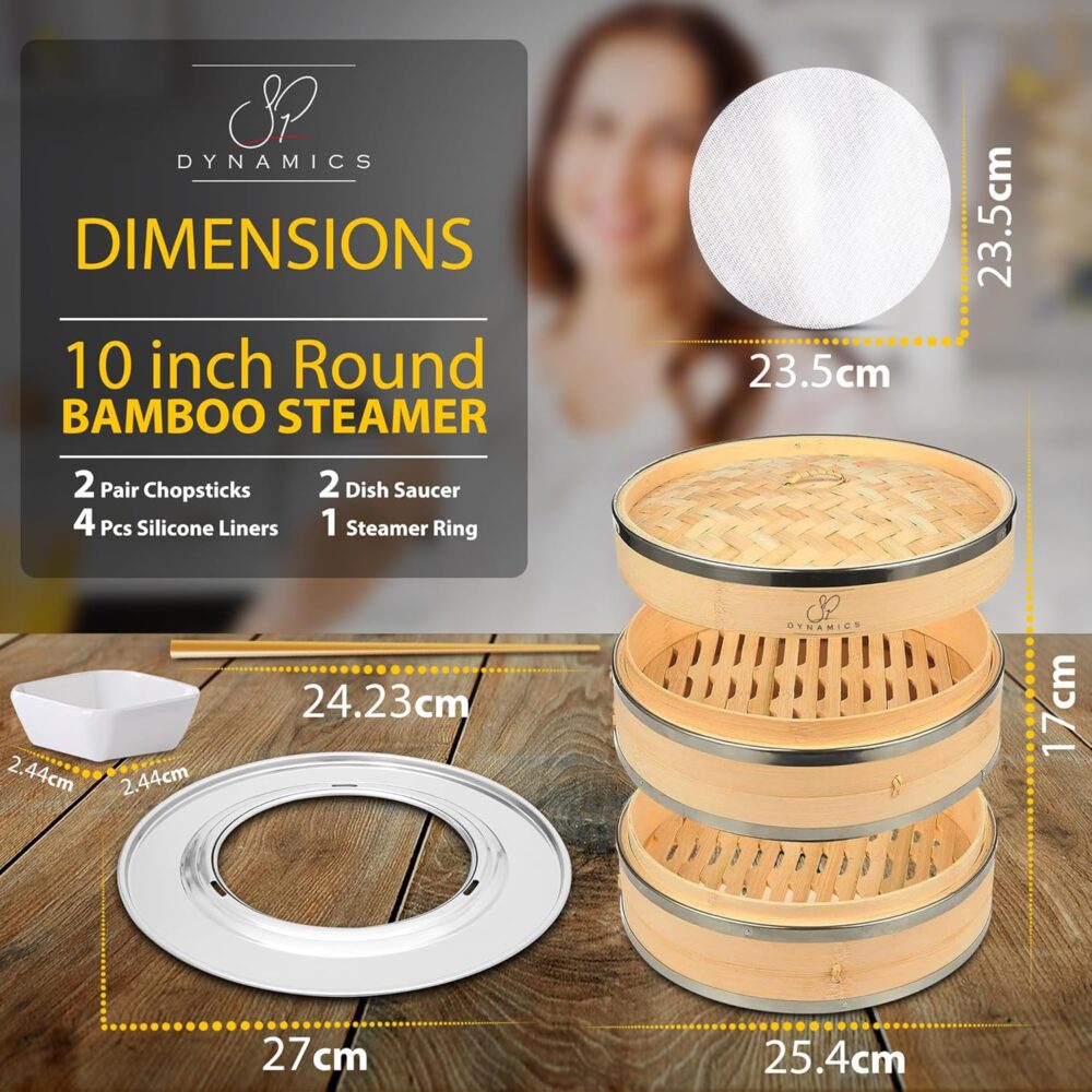 SP Dynamics Conjunto de Cesta de Vapor de Bambu Cozinha Chin... - Image 6