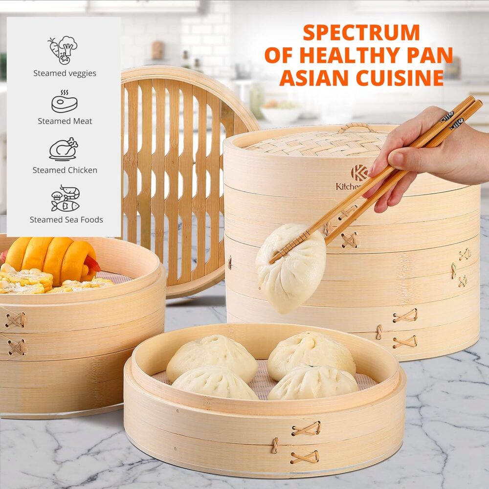KITCHENCRUST Cesta de bambu para cozinha asiática chinesa - ... - Image 8