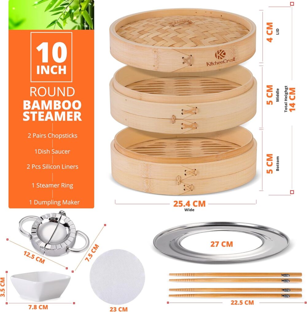 KITCHENCRUST Cesta de bambu para cozinha asiática chinesa - ... - Image 2