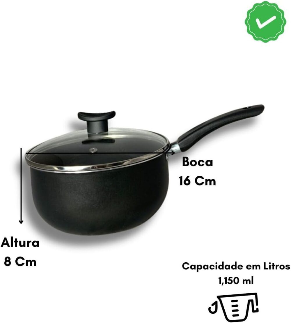 Panela Teflon Antiaderente + Tampa De Vidro Reforçada No 16 ... - Image 2