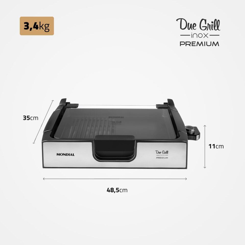 Chapa Due Grill Premium, Mondial, Preto/Inox, 1270W, 110V - ... - Image 7