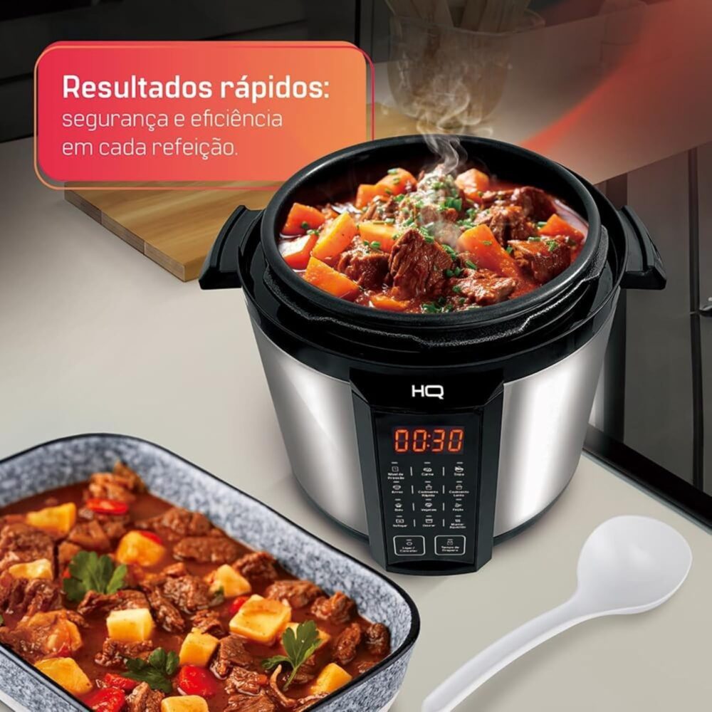 Panela de Pressão Elétrica HQ Digital, 6L, Inox, Timer 24h, ... - Image 3