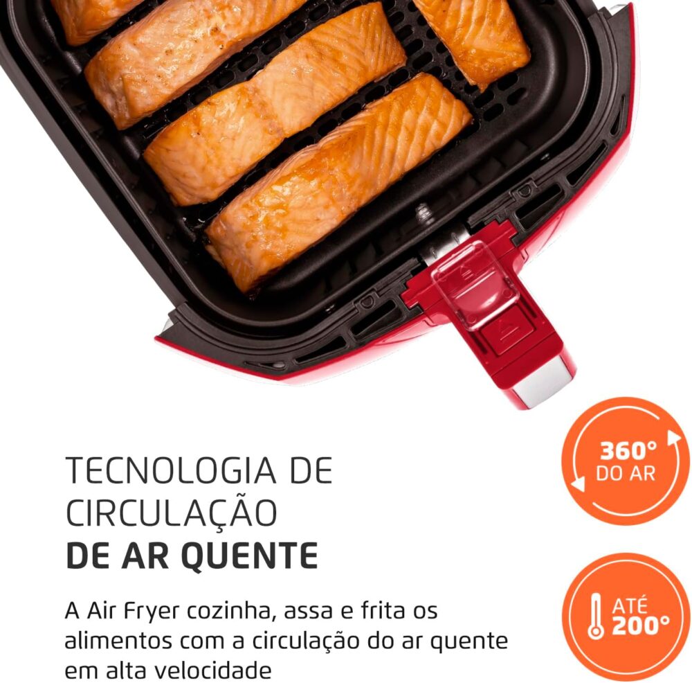 MONDIAL Fritadeira Sem Óleo Air Fryer 4L, Vermelho/Inox, 150... | É bom mesmo? Descubra antes de comprar - Image 5