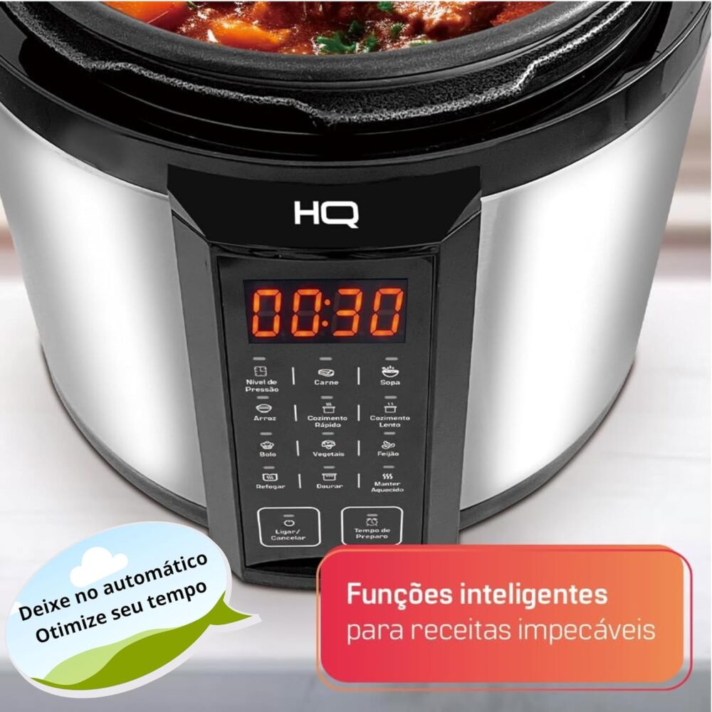 Panela de Pressão Elétrica HQ Digital, 6L, Inox, Timer 24h, ... - Image 6