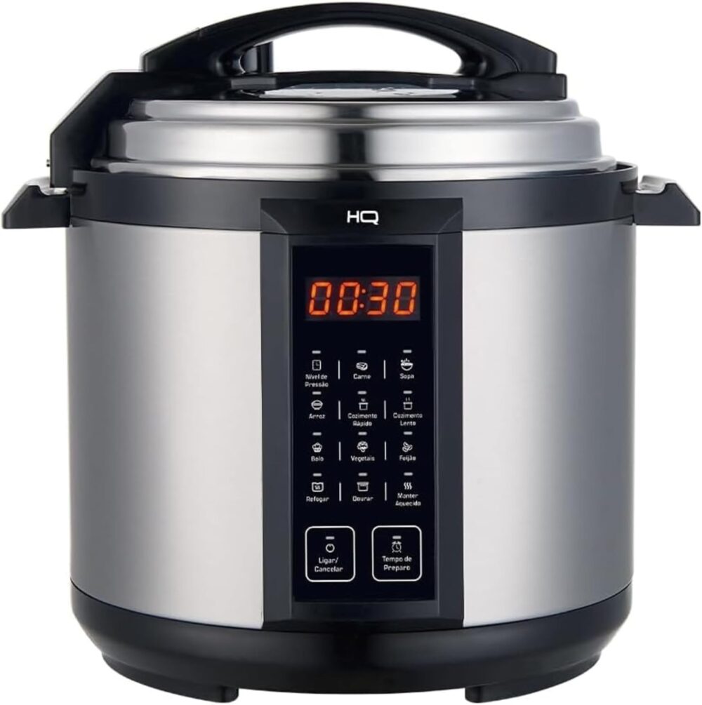 Panela de Pressão Elétrica HQ Digital, 6L, Inox, Timer 24h, ...