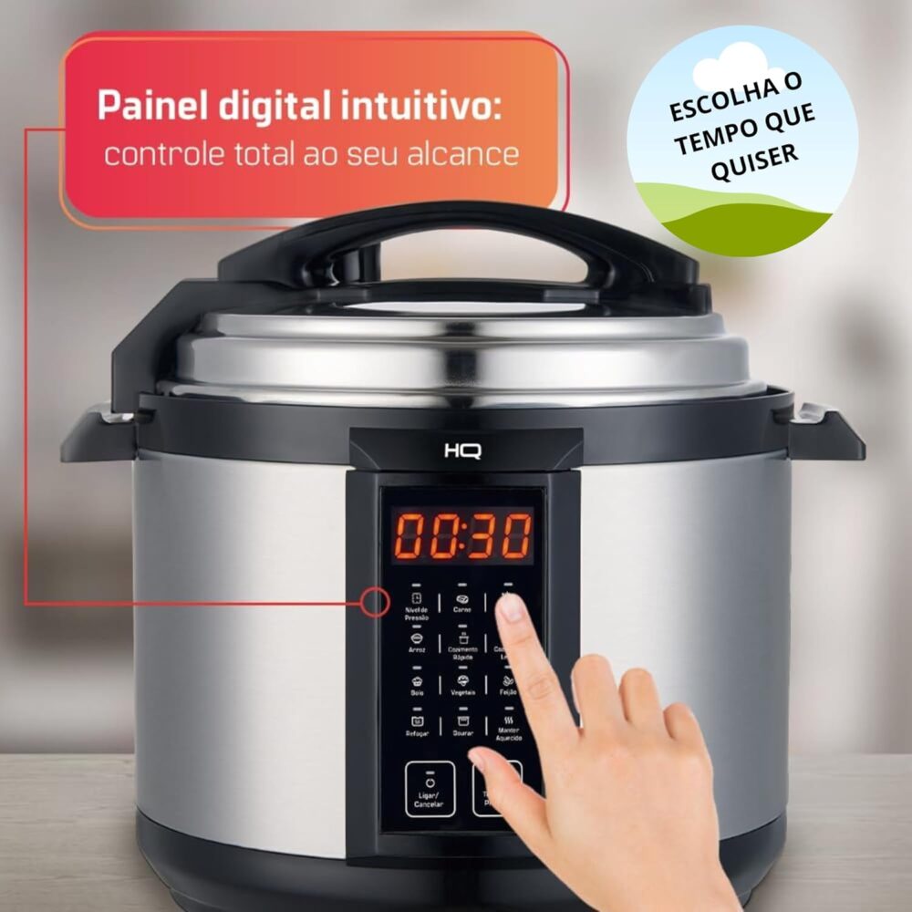 Panela de Pressão Elétrica HQ Digital, 6L, Inox, Timer 24h, ... - Image 7