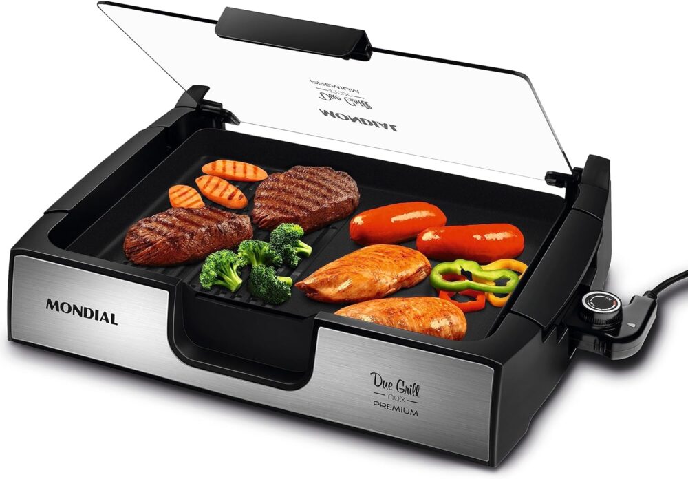 Chapa Due Grill Premium, Mondial, Preto/Inox, 1270W, 110V - ...