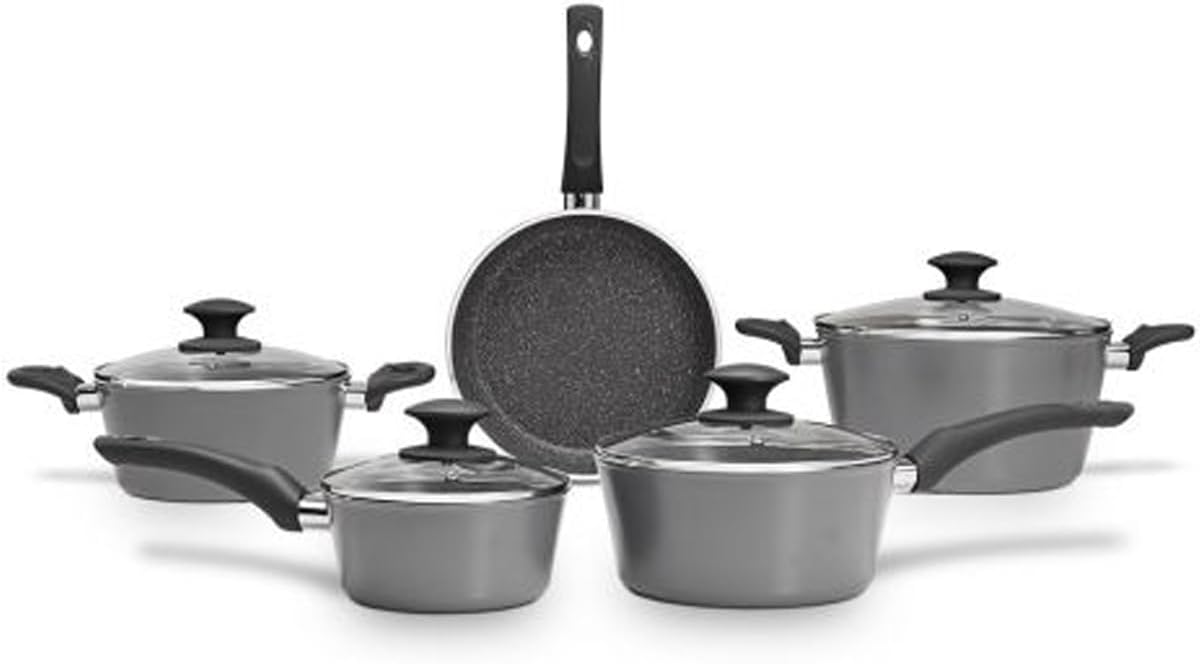 Jogo De Panelas 5 Peças Brinox Antiaderente Preserve Cinza