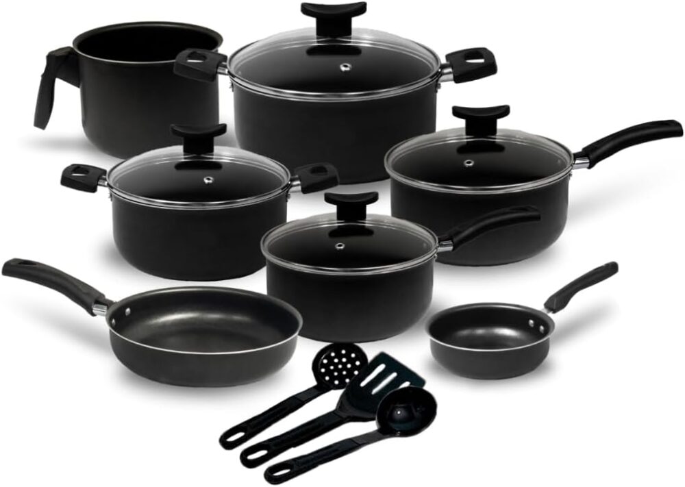 Conjunto Jogo De Panelas Teflon 10 Pçs Antiaderente Tampa Vi...