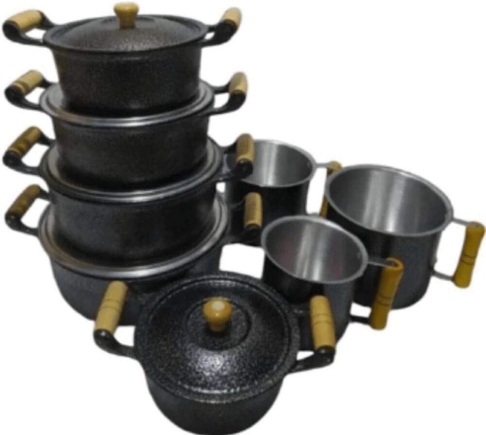 Jogo de 5 panelas de aluminio batido fundido N14 a N22 Canec...