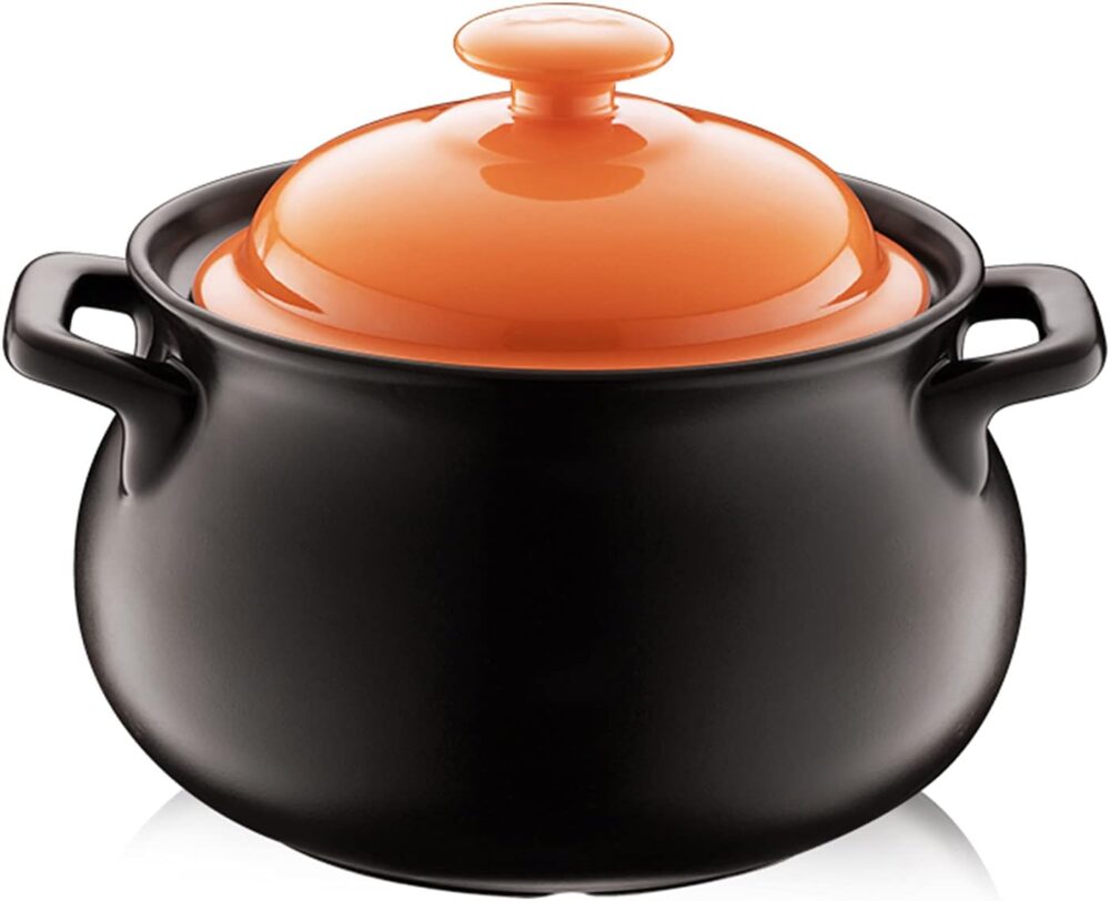 Panela de barro de 1,6 quartos, panela de cerâmica de cozinh...