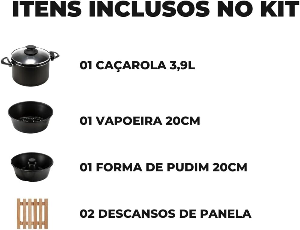 Panela 3 em 1 Antiaderente 3,9L Com Tampa de Vidro + 02 Desc... - Image 5