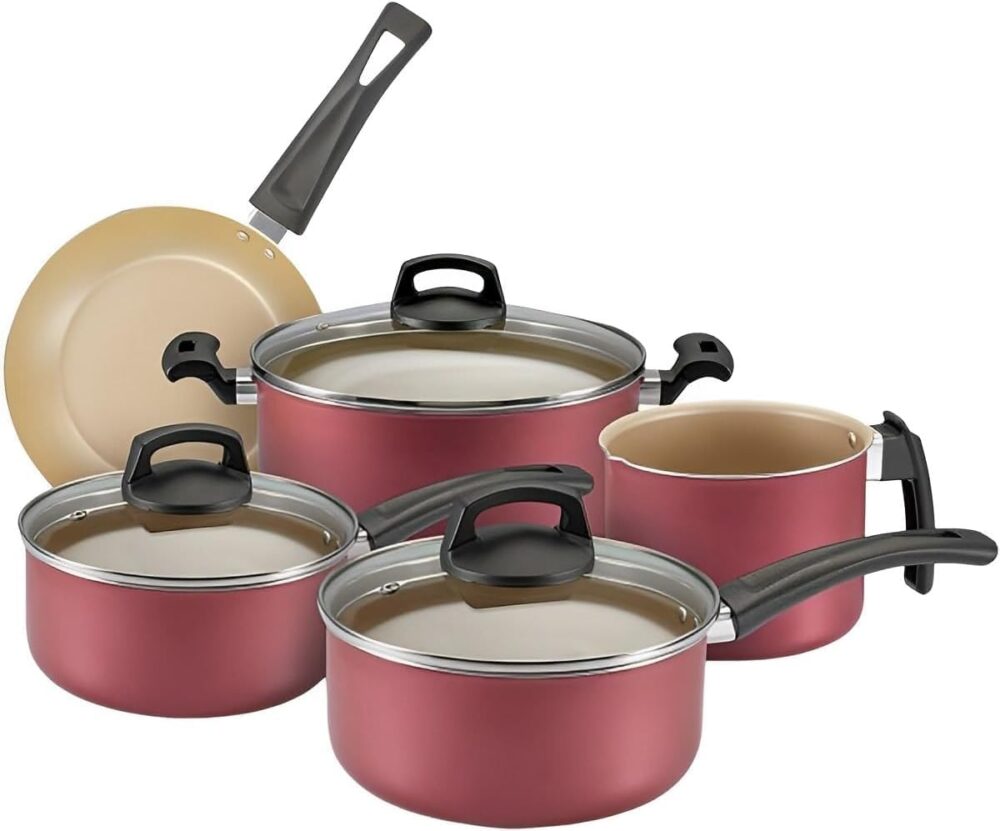Jogo Panela Conjunto Premium 5 Peças Antiaderente Tampa Vidr...