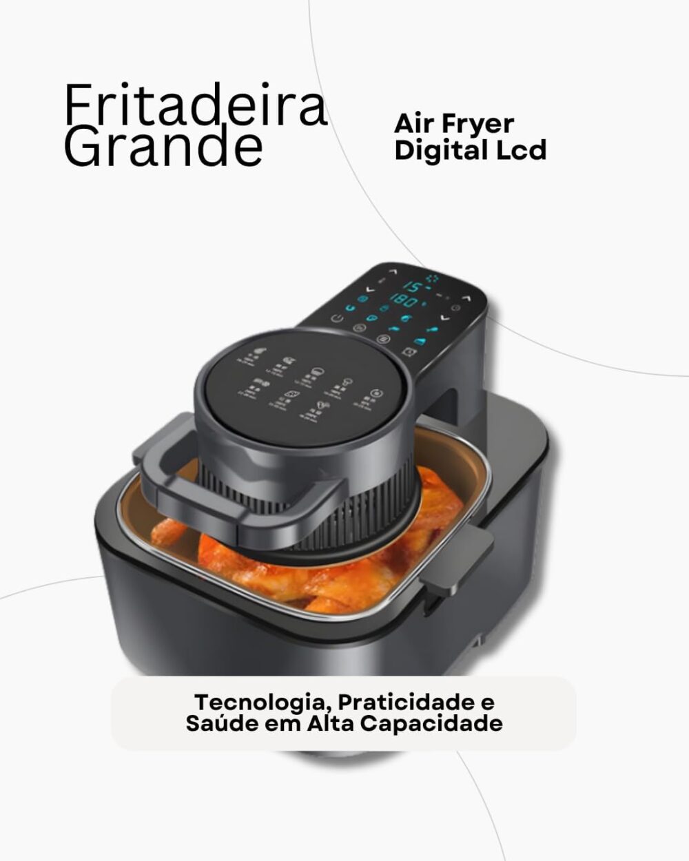 Fritadeira Grande Sem Óleo Air Fryer Digital Lcd 8L - Preto ... | É bom mesmo? Descubra antes de comprar - Image 3