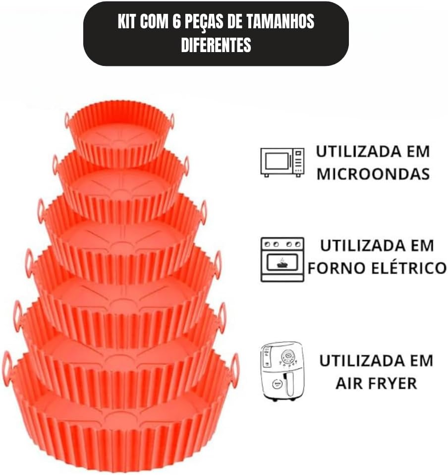 Kit 6 Formas Antiaderentes de Silicone para Air Fryer, Reuti... | É bom mesmo? Descubra antes de comprar - Image 2