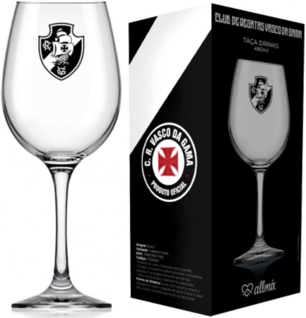 Taça de Vinho Grande Drinks 490ml em Vidro Cristal Vasco da ...